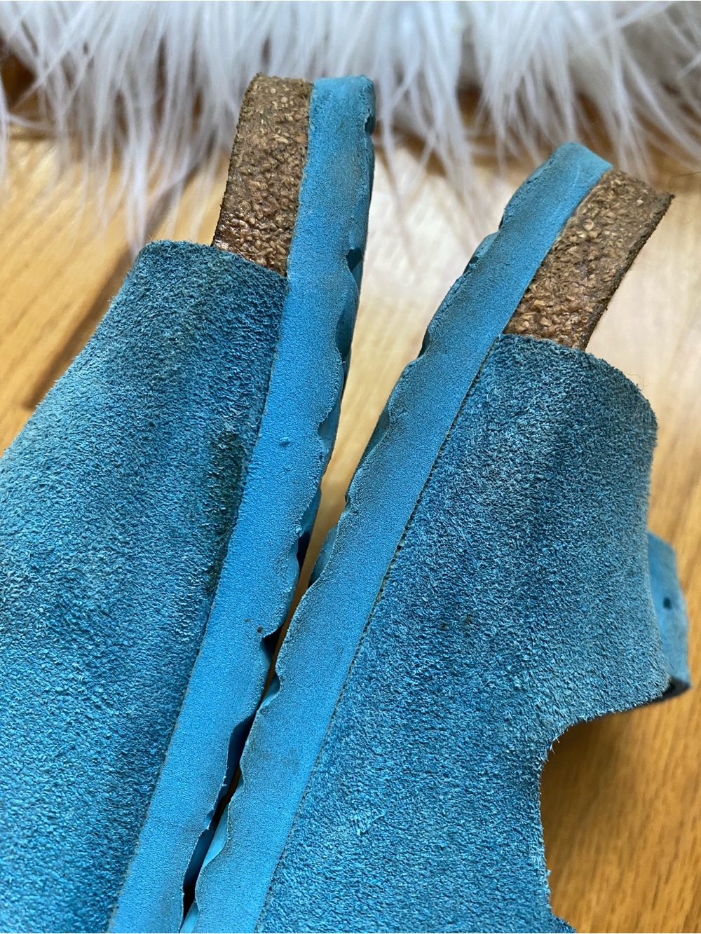 Birkenstock Arizona Two-Strap Suede Softbed Sandals in Blue - Picture 9 of 10